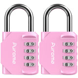 Puroma 2 Pack Combination Lock for Locker 4 Digit Outdoor Waterproof Padlock for School, Gym, Sports, Fence, Toolbox, Gate, Case, Outdoor, Hasp Storage (Pink)