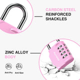 Puroma 2 Pack Combination Lock for Locker 4 Digit Outdoor Waterproof Padlock for School, Gym, Sports, Fence, Toolbox, Gate, Case, Outdoor, Hasp Storage (Pink)