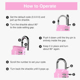 Puroma 2 Pack Combination Lock for Locker 4 Digit Outdoor Waterproof Padlock for School, Gym, Sports, Fence, Toolbox, Gate, Case, Outdoor, Hasp Storage (Pink)