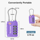 Puroma 2 Pack TSA Approved Luggage Locks, 4 Digit Combination Travel Cable Locks Resettable Code Lock with Zinc Alloy Body for Suitcase, Toolbox, Backpack, Bag, Gym Locker (Basic Purple)