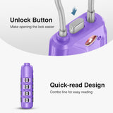 Puroma 2 Pack TSA Approved Luggage Locks, 4 Digit Combination Travel Cable Locks Resettable Code Lock with Zinc Alloy Body for Suitcase, Toolbox, Backpack, Bag, Gym Locker (Basic Purple)