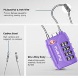 Puroma 2 Pack TSA Approved Luggage Locks, 4 Digit Combination Travel Cable Locks Resettable Code Lock with Zinc Alloy Body for Suitcase, Toolbox, Backpack, Bag, Gym Locker (Basic Purple)