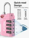 Puroma TSA Approved Luggage Locks, 2 Pack 4 Digit Resettable Travel Combination Code Lock with Zinc Alloy Body for Suitcase, Backpack, Laptop Bag, Gym Locker, Toolbox (Pink)