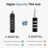 Puroma TSA Locks for Luggage, 2 Pack Luggage Locks TSA Approved 4 - Digit Combination Cable Travel Lock Zinc Alloy for Suitcases, Bags, Toolboxes, Backpacks & Gym Lockers (Black)
