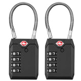 Puroma TSA Locks for Luggage, 2 Pack Luggage Locks TSA Approved 4 - Digit Combination Cable Travel Lock Zinc Alloy for Suitcases, Bags, Toolboxes, Backpacks & Gym Lockers (Black)