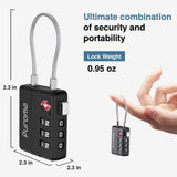 Puroma TSA Locks for Luggage, 4 Pack Cable Lightweight Luggage Locks TSA Approved 4 - Digit Combination Padlock for Suitcases, Bags, Toolboxes, Backpacks & Gym Lockers (Black)