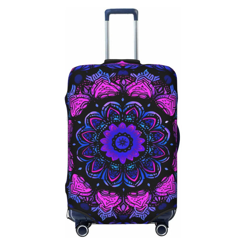 Purple Blue Mandala Tribal Element Suitcase Cover, Protector For Travel Double - Sided Graphic Print Elastic Luggage Cover (For 22 - 24 Inch Luggage)