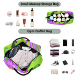 Purple Water Lily Bloom Green Travel Duffle Bags & Cosmetic Pouch Set of 2, Aesthetic Sports Gym Tote Overnight Carry on Bags