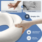 Purroch Travel Neck Pillow with 100% Pure Memory Foam, G - Shape, Includes Eye Mask & Ear Plugs, Ergonomic Design for Airplane, Car & Office, etc, Beige Gray