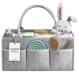PUTSKA Baby Diaper Caddy Organizer - Nursery Storage Basket for Diaper Station, Baby Basket Shower Gift List and Registry Must-Have, Newborn Essentials, Nursery Decor for Boy or Girl - Grey, Large
