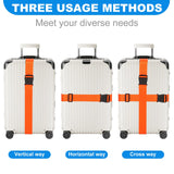 Pwkauka 4 Pack Luggage Straps, Adjustable Travel Suitcase Belt Secure Lock Straps to Prevent Bursting, for Suitcases Briefcase & Travel Bags, Extends Life of Bag, 40'' - 78'' Length (Orange)
