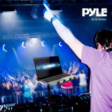 Pyle Portable Folding Laptop Stand - Standing Table with Adjustable Angle, Foldable Height and Four Prong Anti - Slip Tray for iPad, Tablet, DJ Mixer, Workstation, Gaming and Home Use - PLPTS55