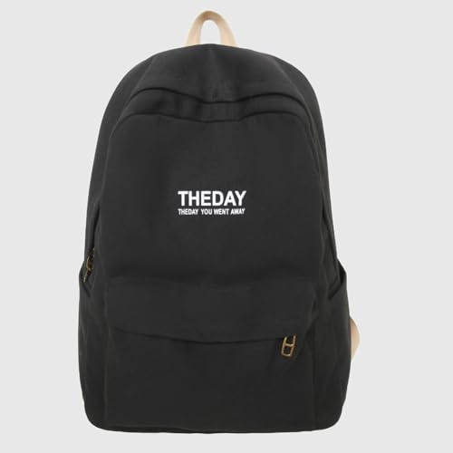 QCXBD Canvas Backpack for Women Rucksack Large Capacity Durable Outdoor Hiking Backpack Travel Gym Laptop Daypack (Black)