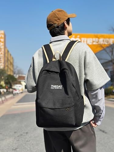 QCXBD Canvas Backpack for Women Rucksack Large Capacity Durable Outdoor Hiking Backpack Travel Gym Laptop Daypack (Black)