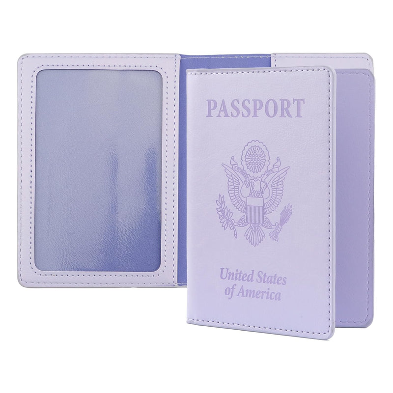 QEYMN Passport Holder, Passport Holder Women, Passport Covers Travel Must Haves, Travel Passport Wallet for Men, 1 Pack Passport Case Passport Protector for Travel Airport Essentials, Light Purple