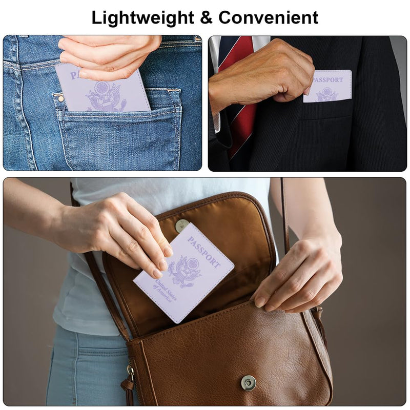 QEYMN Passport Holder, Passport Holder Women, Passport Covers Travel Must Haves, Travel Passport Wallet for Men, 1 Pack Passport Case Passport Protector for Travel Airport Essentials, Light Purple