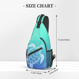 QISENTIS Sea Turtle Sling Bag Crossbody Backpack Sea Turtle in Line Art style Hand Drawn Ocean Animal Sports Travel Hiking Daypack Underwater World Print Chest Shoulder Bag Unisex