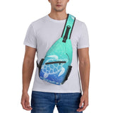 QISENTIS Sea Turtle Sling Bag Crossbody Backpack Sea Turtle in Line Art style Hand Drawn Ocean Animal Sports Travel Hiking Daypack Underwater World Print Chest Shoulder Bag Unisex