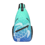 QISENTIS Sea Turtle Sling Bag Crossbody Backpack Sea Turtle in Line Art style Hand Drawn Ocean Animal Sports Travel Hiking Daypack Underwater World Print Chest Shoulder Bag Unisex