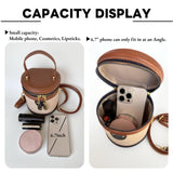 QsicTaco Retro Bucket Bag Color Contrast Cylinder Purse Senior Sense Style Single Shoulder Crossbody Handbag with Zipper (Brown)