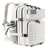 QT&QY White Military Tactical Backpacks For women CCW Army Laser cut Molle Daypack 45L Large 3 Day Bug Out Bag Gym Rucksack With Bottle Holder medical Rucksack
