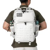 QT&QY White Military Tactical Backpacks For women CCW Army Laser cut Molle Daypack 45L Large 3 Day Bug Out Bag Gym Rucksack With Bottle Holder medical Rucksack