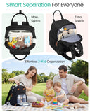 Qualyphant Extra Large Diaper Bag Backpack for Two Kids Twins - Expandable Baby Bag (26 - 36L), Dual Big Compartments - Includes Changing Pad & Stroller Straps, Unisex Black