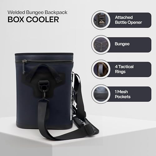 Quiksilver 20L Box Cooler, 24 Cans, 48-72H Insulated Cooling, Leak Proof, Waterproof IPX7, Heavy-Duty, for Beverage, Drink, Lunch, Outdoor, Beach, Camping, Fishing (Dark Navy)