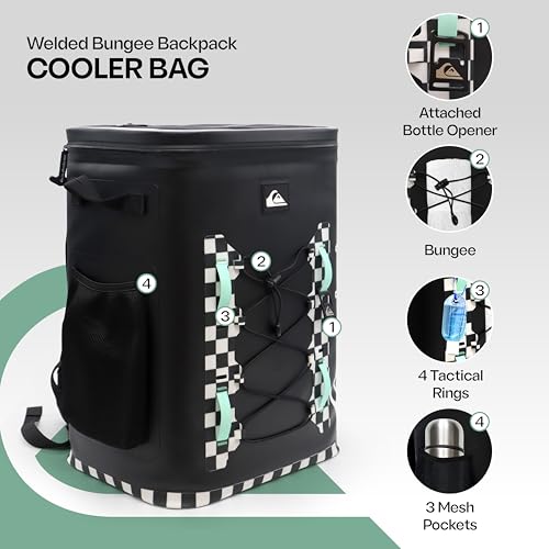 Quiksilver 30L Backpack Cooler, 36 Cans, 48-72H Insulated Cooling, Leak Proof, Waterproof IPX7, Heavy-Duty, for Beverage, Drink, Lunch, Outdoor, Beach, Camping, Fishing (Checkered)