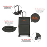 Quiksilver Buxton Suitcases Softside Expandable Luggage with Spinner Wheels, Large 3 - Piece Set (20/26/30) (Charcoal)