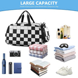 Quteprint Kids Sports Duffel Bag for Boys & Girls - Black Buffalo Plaid 100% Polyester Gym Bag with Separate Shoe Compartment, Adjustable Shoulder Strap, Compact Travel & Workout Gear Bag