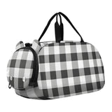 Quteprint Kids Sports Duffel Bag for Boys & Girls - Black White Buffalo Plaid 100% Polyester Gym Bag with Separate Shoe Compartment, Adjustable Shoulder Strap, Compact Travel & Workout Gear Bag