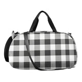 Quteprint Kids Sports Duffel Bag for Boys & Girls - Black White Buffalo Plaid 100% Polyester Gym Bag with Separate Shoe Compartment, Adjustable Shoulder Strap, Compact Travel & Workout Gear Bag