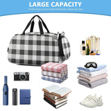 Quteprint Kids Sports Duffel Bag for Boys & Girls - Black White Buffalo Plaid 100% Polyester Gym Bag with Separate Shoe Compartment, Adjustable Shoulder Strap, Compact Travel & Workout Gear Bag