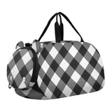 Quteprint Kids Sports Duffel Bag for Boys & Girls - Black White Plaid Buffalo 100% Polyester Gym Bag with Separate Shoe Compartment, Adjustable Shoulder Strap, Compact Travel & Workout Gear Bag