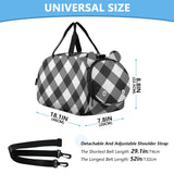 Quteprint Kids Sports Duffel Bag for Boys & Girls - Black White Plaid Buffalo 100% Polyester Gym Bag with Separate Shoe Compartment, Adjustable Shoulder Strap, Compact Travel & Workout Gear Bag