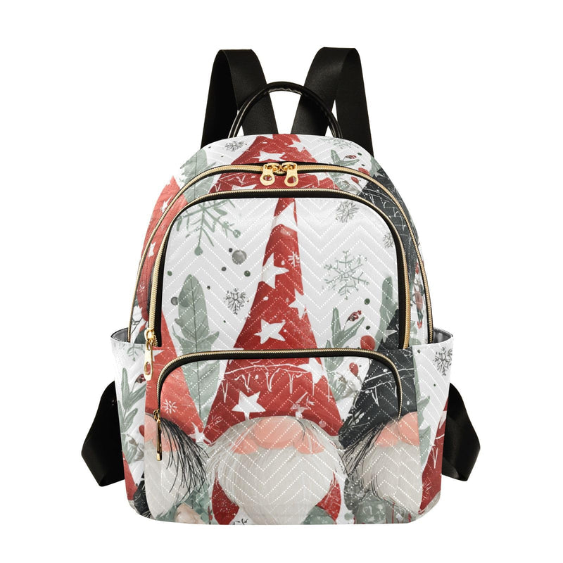 QwThum Backpack for Women Small Quilted Travel Backpack Purse Cute Fashion Casual Daypack Backpacks Christmas Gnomes Branches