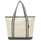 QYEPYUE Large Canvas Tote Bag for Women, Beach Bag with Zipper, Utility Tote Bag with 3 Front Pockets, Weekender Pool Bag