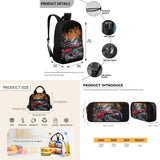 Qznuberone 3pcs Backpack Sets Jeep for Kindergarten,Elementary Middle school Large Capacity Adjustable Shoulder Strap School Bag With Lunch Box Pencil Case