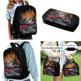 Qznuberone 3pcs Backpack Sets Jeep for Kindergarten,Elementary Middle school Large Capacity Adjustable Shoulder Strap School Bag With Lunch Box Pencil Case