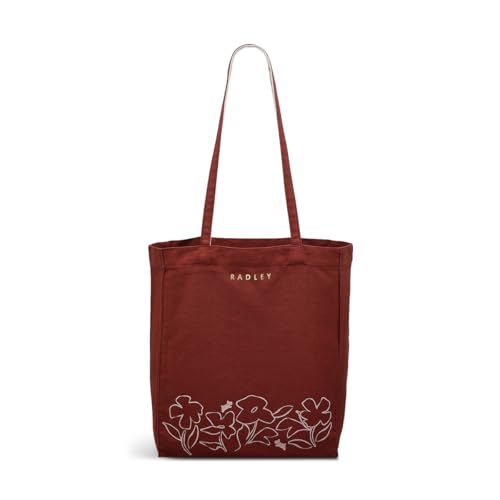 RADLEY London Linear Bloom Responsible Small Reusable Recycled Canvas Tote Bag, Rust