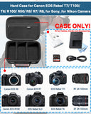 RAIACE Hard Carrying Case Compatible with Canon EOS Rebel T7/ T100/ T6/ R100/ R50/ R5/ R7/ R8, for Sony, for Nikon Camera. Large Capacity Camera Bag for Lens, Cables, Cards and Accessories. - Black
