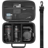 RAIACE Hard Carrying Case Compatible with Canon EOS Rebel T7/ T100/ T6/ R100/ R50/ R5/ R7/ R8, for Sony, for Nikon Camera. Large Capacity Camera Bag for Lens, Cables, Cards and Accessories. - Black
