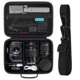 RAIALL Camera Case for Canon EOS Rebel T7/R50/R50V/R100/R6 Mark II/R5/ R8/R10/RP/R7/Sony/Nikon D7500 DSLR Camera, Lens, Tripod, Hard Protective Travel Bag with a Shoulder Strap and 5 Dividers, Black