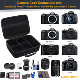 RAIALL Camera Case for Canon EOS Rebel T7/R50/R50V/R100/R6 Mark II/R5/ R8/R10/RP/R7/Sony/Nikon D7500 DSLR Camera, Lens, Tripod, Hard Protective Travel Bag with a Shoulder Strap and 5 Dividers, Black