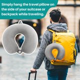 RAINFLOW Neck Pillow for Airplane Sleeping – Memory Foam Travel Pillow with Neck & Head Support, U - Shaped Design for Long Flights, Portable Adult Neck Support Pillow with Washable Cover (Grey)