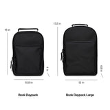 RAINS Book Daypack Large Lagoon Laptop Backpack for Men and Women, Waterproof Black Minimalist Commuter Bag with 15” - 16"