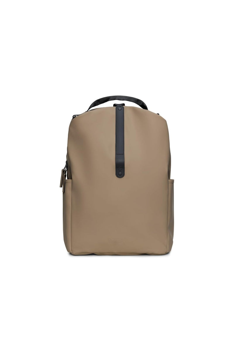 RAINS Clip Front Backpack Beige - Waterproof Commuter Backpack with C - Clip Closure & Hidden Pocket, 16″ Laptop Sleeve, Urban Travel Daypack