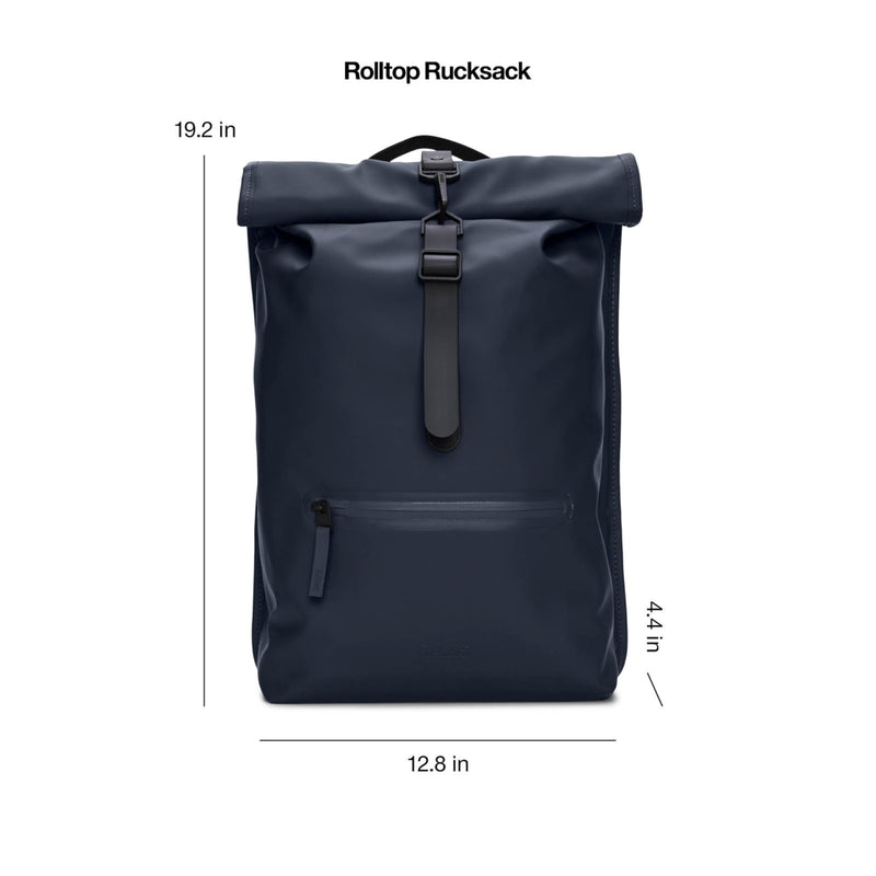 RAINS Rolltop Rucksack - Backpack - Waterproof Backpack for Women and Men - Rucksack for Travel and Work (Blue)