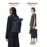 RAINS Rolltop Rucksack - Backpack - Waterproof Backpack for Women and Men - Rucksack for Travel and Work (Blue)